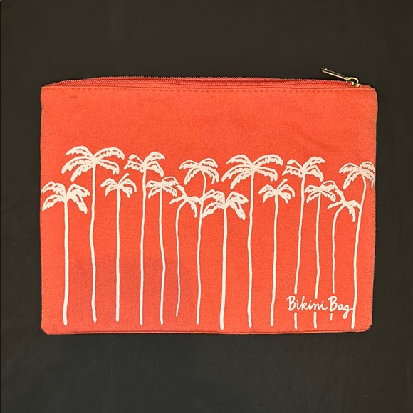 Old Navy Coral Orange Swim Suit Bag with White Palm Trees - Picture 1 of 7